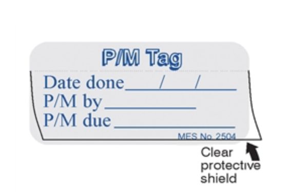 Label for P/M Tag with protective shield, Roll/150