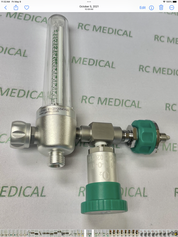 15 LPM O2 Flowmeter for Ohmeda Wall Outlet with 50 PSI -Ohmeda Female Quick Connect