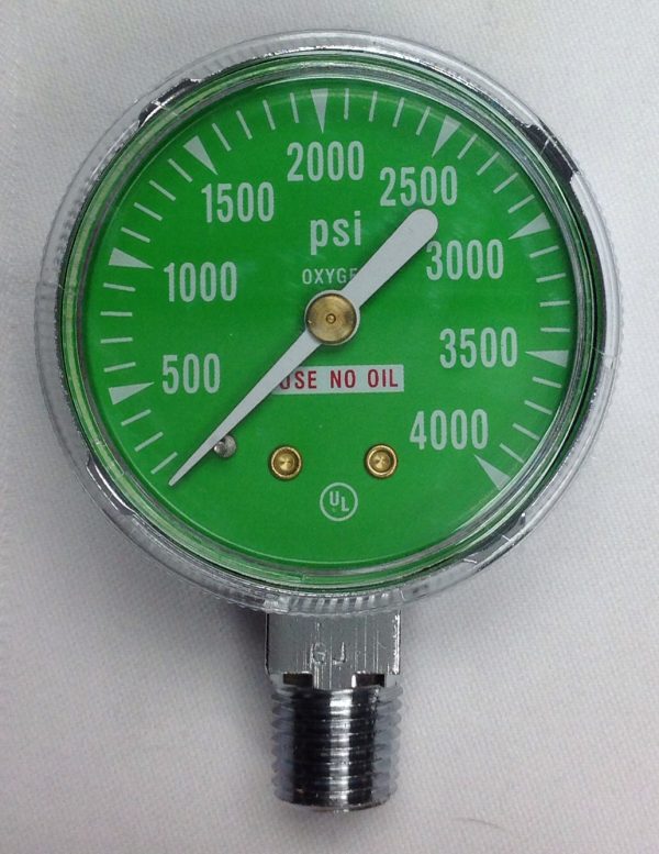 1 1/2" Bottom Port 1/8" NPT 0-4000 psi Replacement Gauge for OXY Regulator