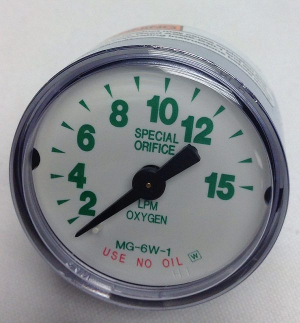 1 1/2" Back Port 1/8" NPT  15 lpm Replacement Gauge for OXY Regulator