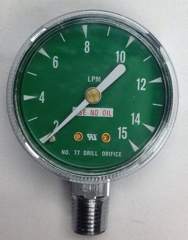 2" Bottom Port 1/4" NPT 15 lpm Replacement Gauge for OXY Regulator