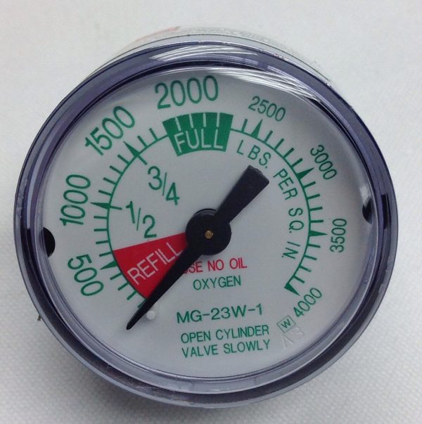 1 1/2" Back Port 1/8" NPT  0-4000 psi Replacement Gauge for OXY Regulator