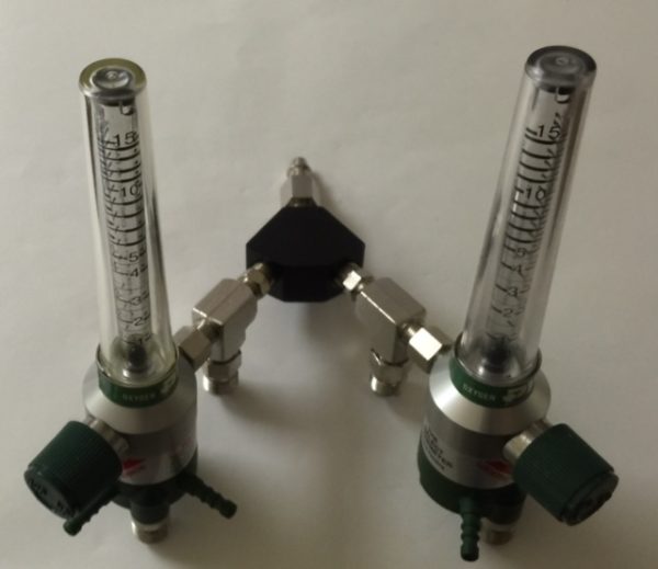Precision Medical 15 LPM DUAL SELECT Oxygen Flowmeter WITH auxiliary valve (PTO)-Puritan