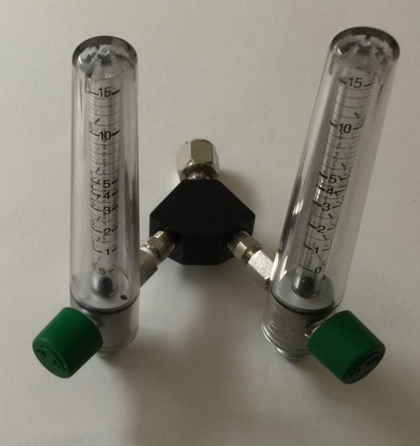 Precision Medical 15 LPM DUAL Oxygen Flowmeter - DISS Female, Hex Nut