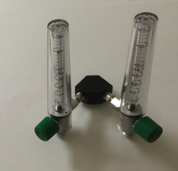 Precision Medical 15 LPM DUAL Oxygen Flowmeter - 1/8" NPT Female