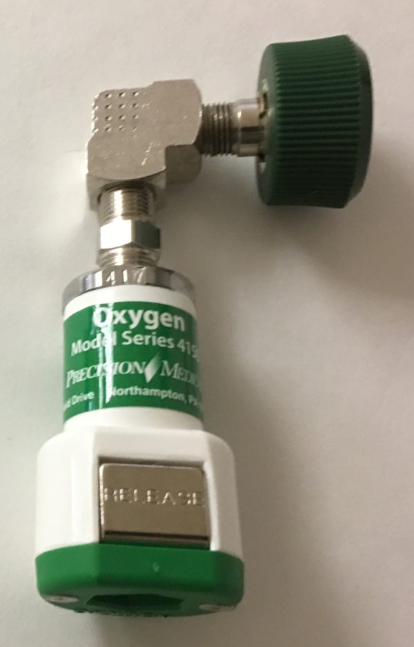 Puritan Bennett Female Coupler x DISS Female Hand Tight for Oxygen With 90 Degree Elbow