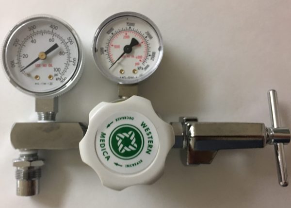 Western Medica CO2 Regulator, Adjustable 0-100 PSI, Small Cylinder