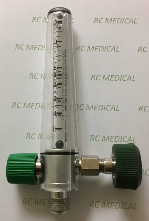 Precision Medical 15 LPM Oxygen Flowmeter-DISS Female, Hand Tight Nut