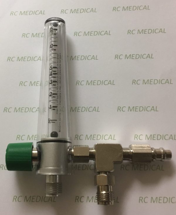 Precision Medical 15 LPM Oxygen Flowmeter WITH auxiliary valve (PTO)-Puritan