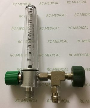 Precision Medical 15 LPM Oxygen Flowmeter WITH auxiliary valve (PTO)-DISS Female, Hand Tight Nut
