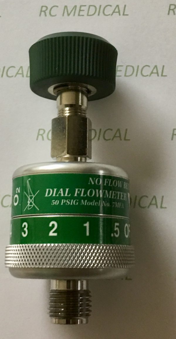 Precision Medical 1/2-15 LPM Fixed Flow Oxygen Flowmeter TOP CONNECTION-DISS Female Hand Tight