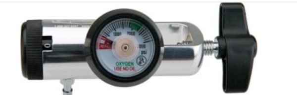 Oxygen Mini Body Click Regulator, 0-15 LPM, for Small Cylinder, CGA870, BLACK