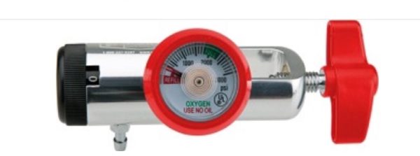 Oxygen Mini Body Click Regulator, 0-15 LPM, for Small Cylinder, CGA870, RED