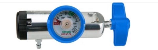 Oxygen Mini Body Click Regulator, 0-15 LPM, for Small Cylinder, CGA870, BLUE