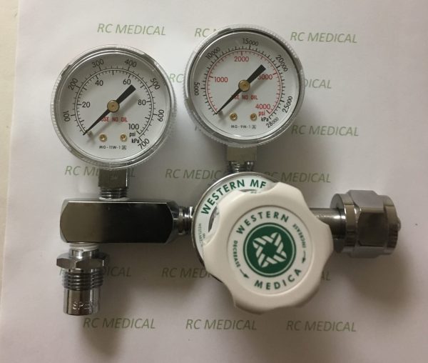 Western Medica Mixed Gas Regulator, 0-100 PSI, Large Cylinder