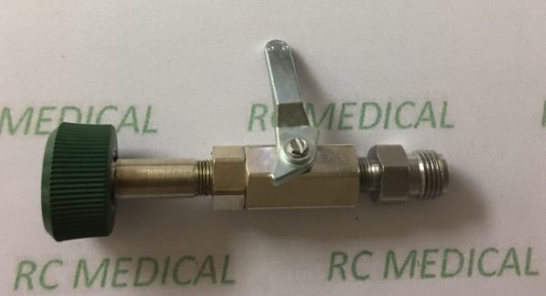 Oxygen DISS Male with Shut Off Valve X Oxygen DISS Female Hand Tight