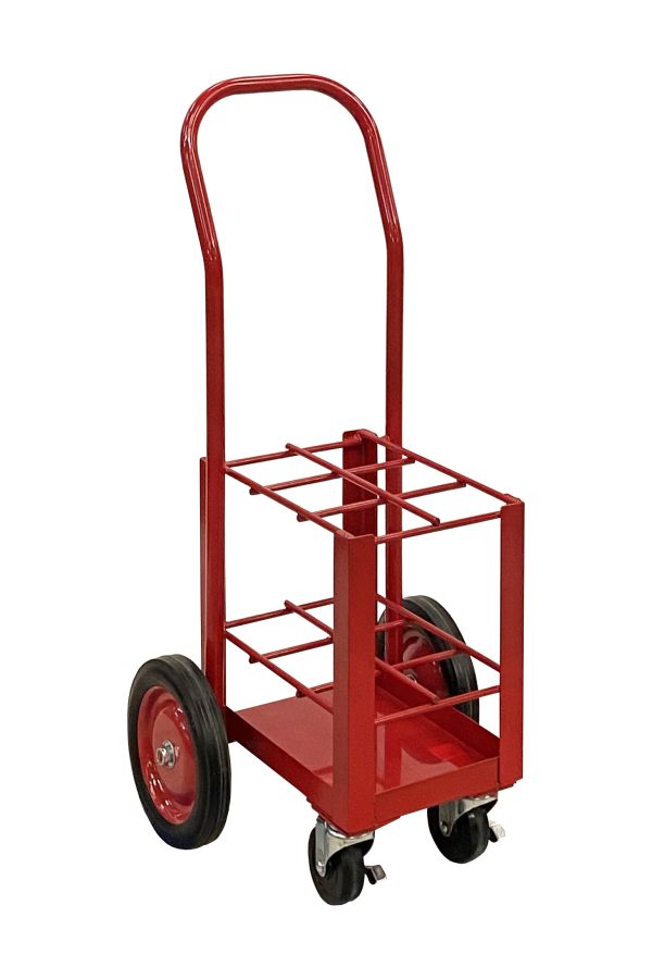 Cylinder Cart with Sound Deadening Kit, D & E, (6) 4 Wheel Cart - PAINTED RED