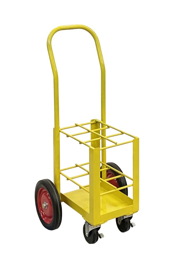 Cylinder Cart with Sound Deadening Kit, D & E, (6) 4 Wheel Cart - PAINTED YELLOW