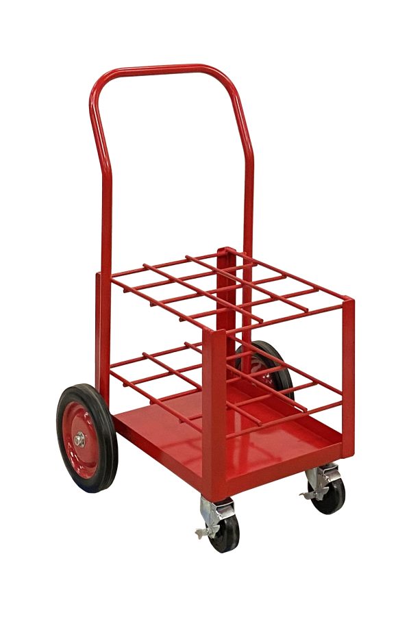 Cylinder Cart with Sound Deadening Kit, D & E, (12) 4 Wheel Cart - PAINTED RED