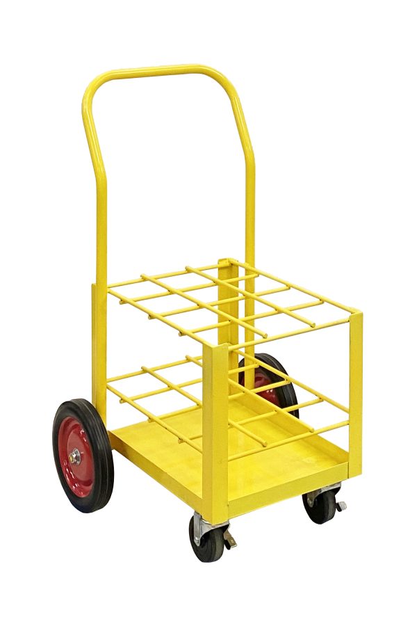 Cylinder Cart with Sound Deadening Kit, D & E, (12) 4 Wheel Cart - PAINTED YELLOW