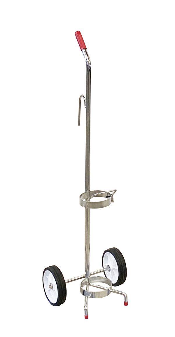 Small D & E Cylinder Cart.  Includes Gurney Hook - CHROME