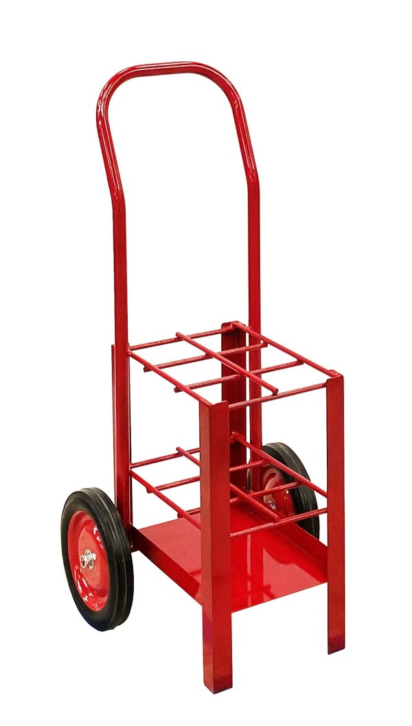 Cylinder Cart with Sound Deadening Kit, D & E, (6) 2 Wheel Cart - PAINTED RED