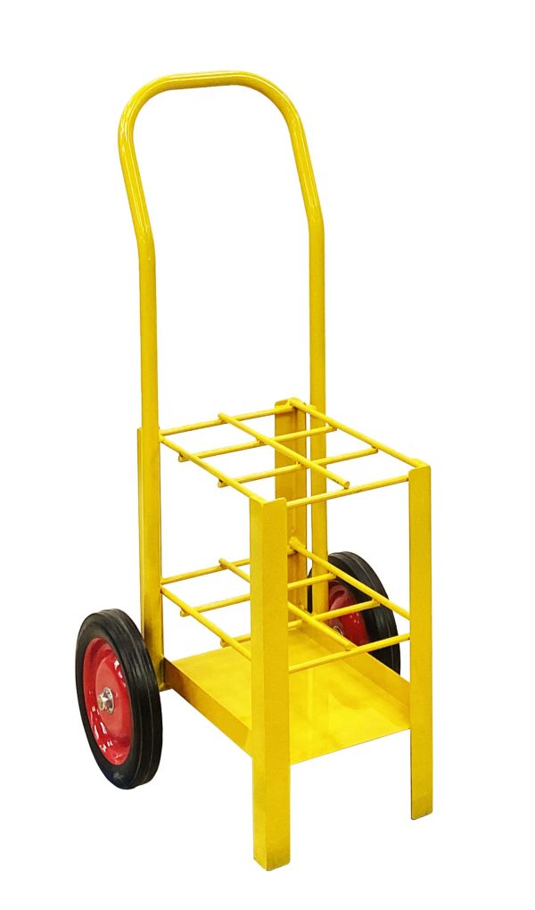 Cylinder Cart with Sound Deadening Kit, D & E, (6) 2 Wheel Cart - PAINTED YELLOW