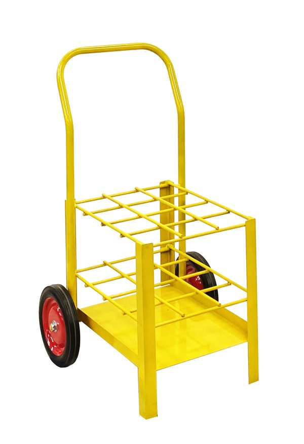 Cylinder Cart with Sound Deadening Kit, D & E, (12) 2 Wheel Cart - PAINTED YELLOW