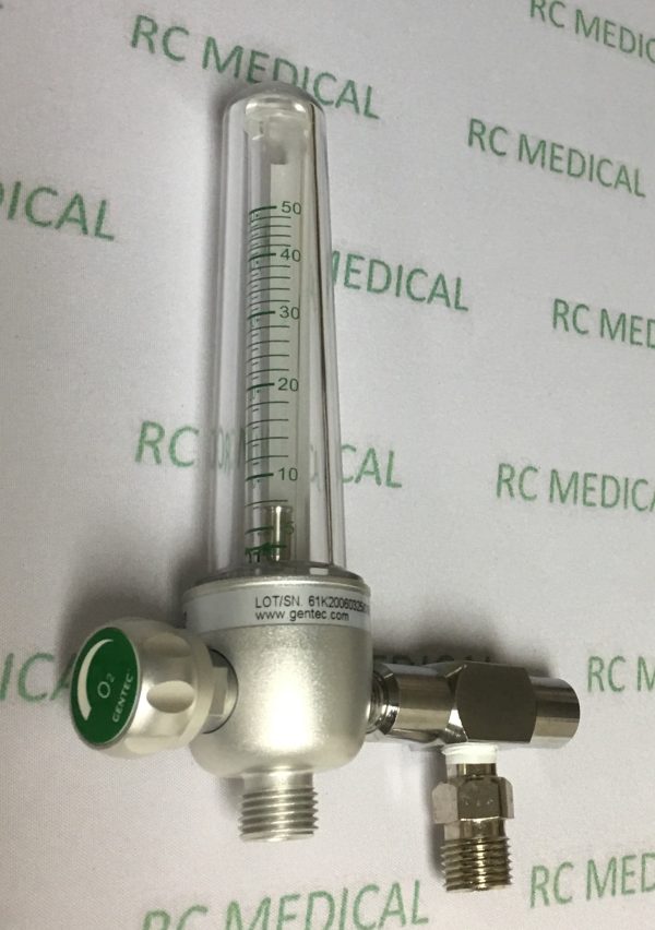 Gentec 50 LPM Oxygen Flowmeter with 1/8 NPT Female and Auxiliary Valve