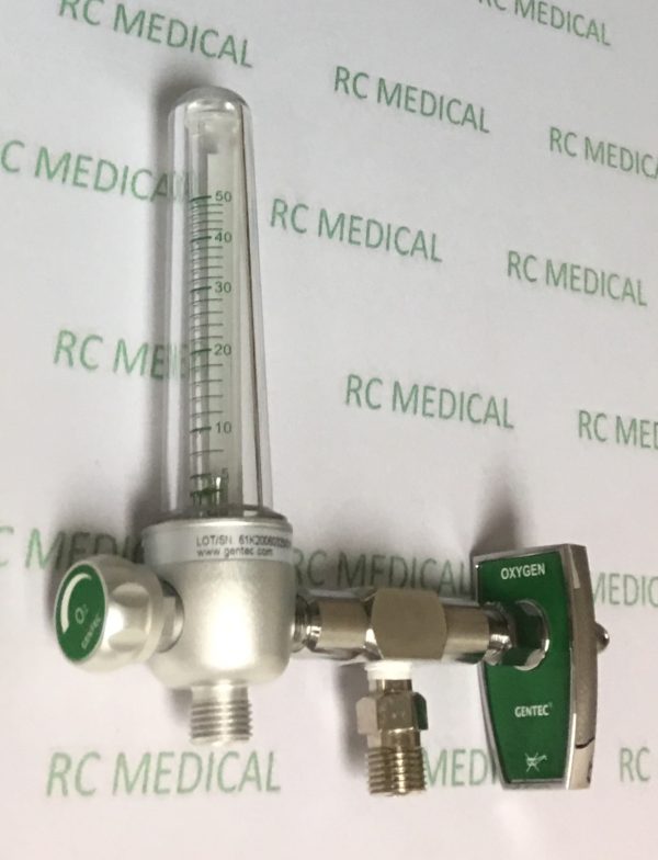 Gentec 50 LPM Oxygen Flowmeter with Chemetron Adapter and Auxiliary Valve