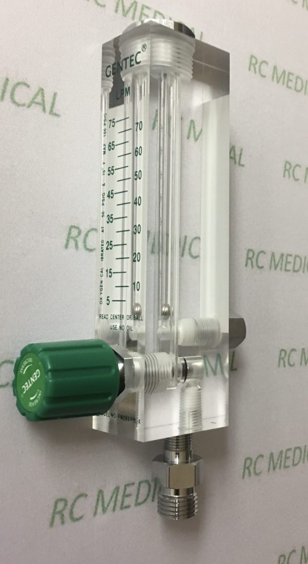 Oxygen Flowmeter with 1/8" NPT Female, Square Body, 0-70 LPM