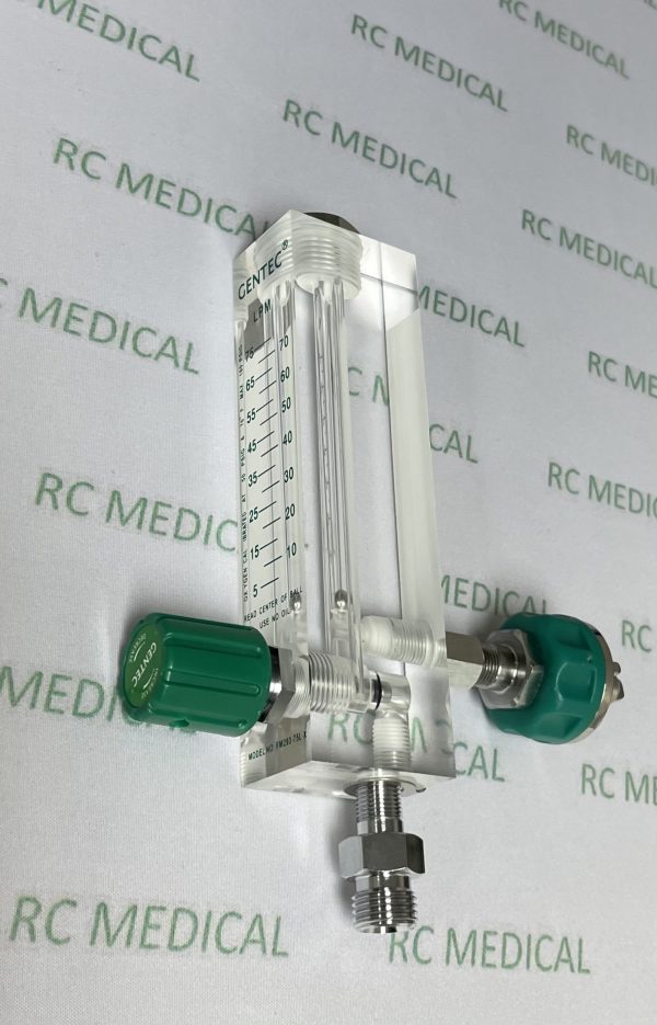 Oxygen Flowmeter, 70 LPM, with Ohmeda Adapter.  Square Body