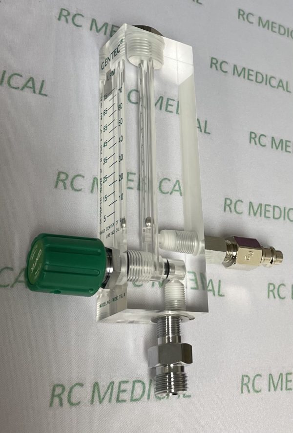 Oxygen Flowmeter, 70 LPM, with Puritan Bennett Adapter.  Square Body