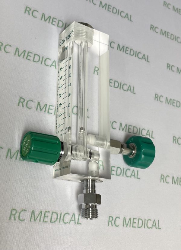 Oxygen Flowmeter, 70 LPM, with DISS Female Adapter.  Square Body