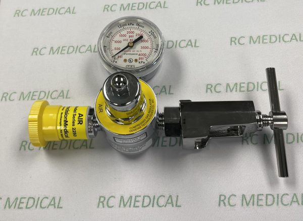 Air High Pressure Regulator with Ohmeda Quick Connect, Preset 50 PSI, Small Cylinder