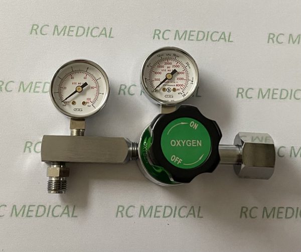 Gentec Oxygen Regulator, Adjustable 0-100 PSI, with DISS Outlet for Large Cylinder (CGA540)