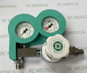 Western Medica Oxygen Regulator, Adjustable 0-100 psi with DISS Outlet WITH PROTECTOR, Large Cylinder