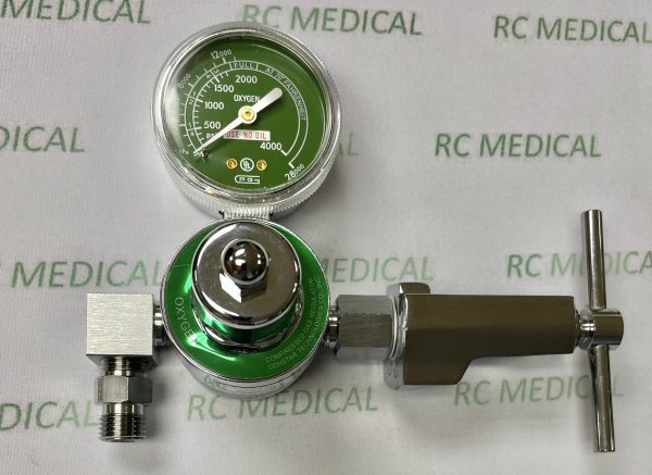 Gentec Oxygen Regulator, Preset 50 PSI for Small Cylinder (CGA870)
