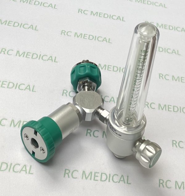 15 LPM O2 Flowmeter for Ohmeda Wall Outlet with 50 PSI - Ohmeda Female Quick Connect