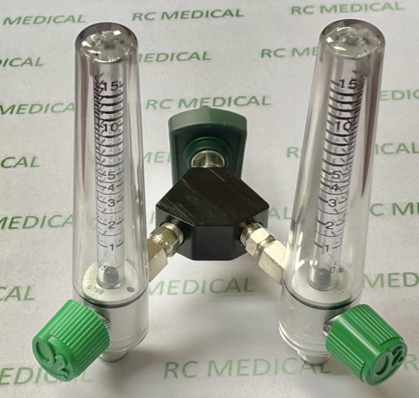 Precision Medical 15 LPM DUAL Oxygen Flowmeter- Chemetron (NCG)