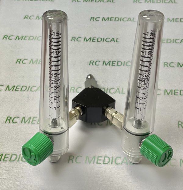 Precision Medical 15 LPM DUAL Oxygen Flowmeter - Puritan