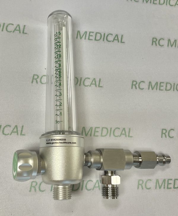 Gentec 0-15 LPM Oxygen Flowmeter with Puritan Bennett Quick Connect and 50 PSI Auxiliary Valve