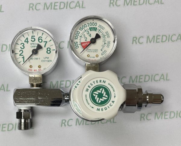 Western Medica 0-8 LPM Oxygen Regulator for Large Cylinder (CGA540)
