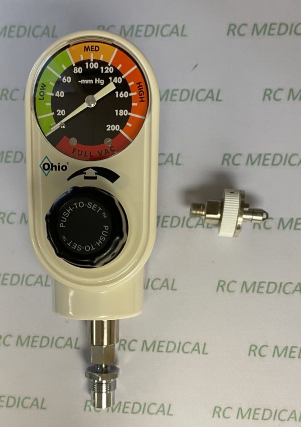Ohio Medical "Push to Set" Continuous, Intermittent Suction Regulator with DISS Male Outlet and Ohmeda Wall AdapterONLY 2 REMAIN AT THIS SPECIAL PRICEIN STOCK
