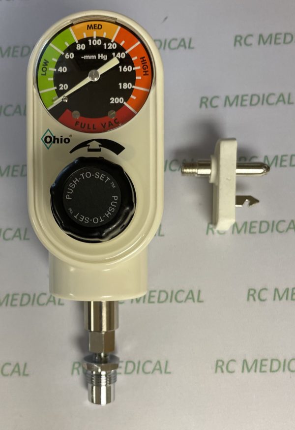 Ohio Medical "Push to Set" Continuous, Intermittent Suction Regulator with DISS Male Outlet and Chemetron Wall AdapterONLY 2 REMAIN AT THIS SPECIAL PRICEIN STOCK
