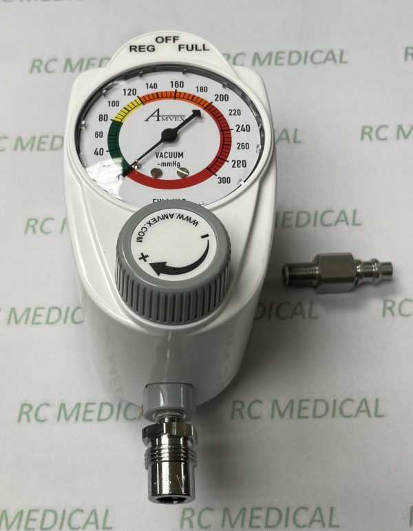 Amvex Continuous 0-300, 3 Mode, Suction Regulator with DISS Male Outlet and Puritan Bennett Wall Adapter