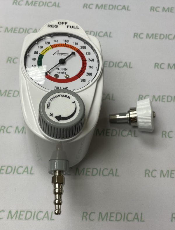 Amvex Continuous 0-300,  3 Mode, Suction Regulator with Tubing Nipple Outlet and DISS FE Wall Adapter