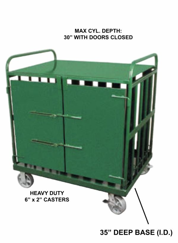 Heavy Duty Cylinder Cart for Transporting Multiple Types and Size Cylinders, WITH DOORS