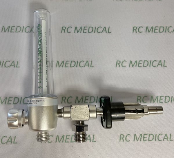 Gentec 0-15 LPM Oxygen Flowmeter with 50 PSI Auxiliary Valve and Medstar Quick Connect