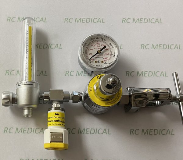 Air Regulator with 15 LPM Flowmeter & 50 PSI Puritan Quick Connect, Small Cylinder